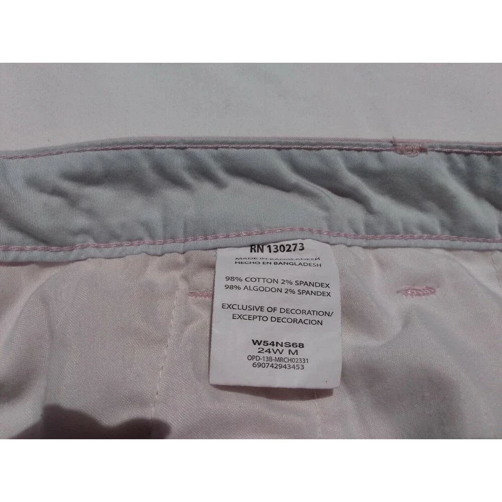 Riders By Lee Woman Shorts Size 24 Pink Flat Front Chinos Pockets GND